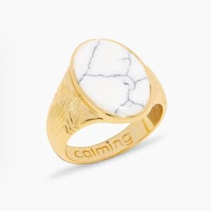NWT Gorjana Power Gemstone Ring for Calming in Gold and Detailed White